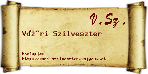 Vári Szilveszter névjegykártya